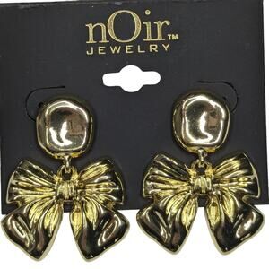 nOir Gold Tone  Earrings Bow Drop Jewelry